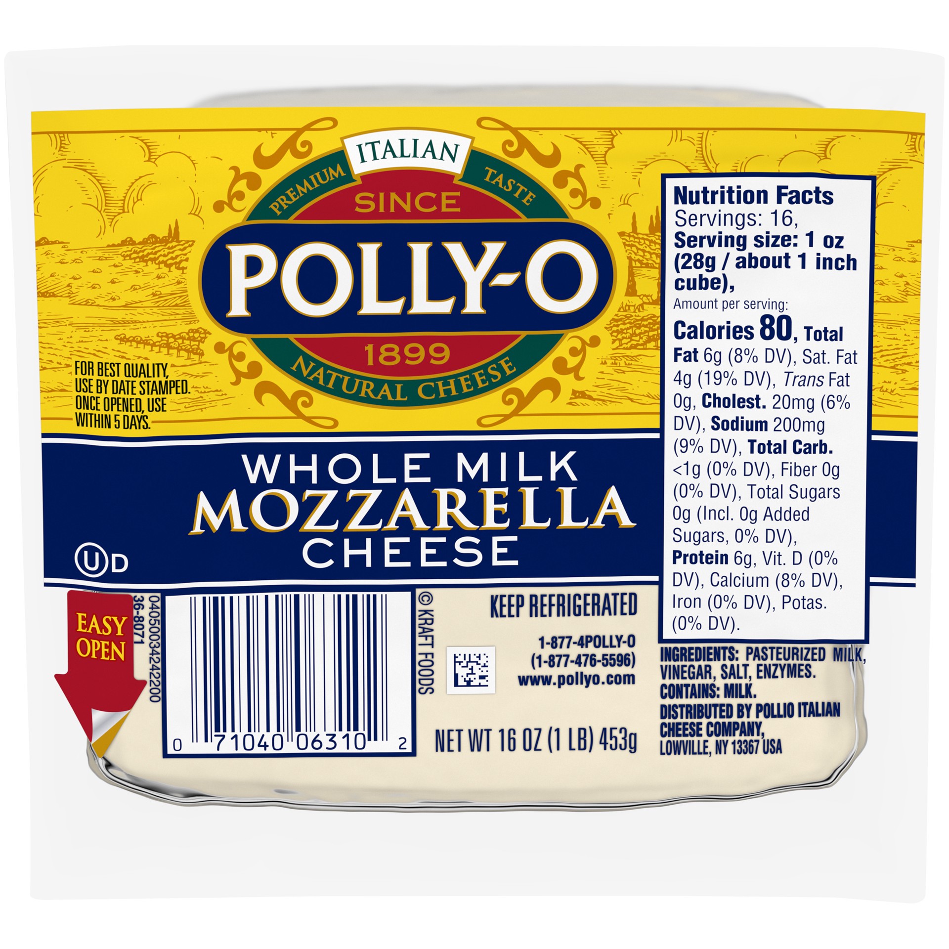 slide 1 of 10, Polly-O Whole Milk Mozzarella Cheese 16 oz. Pack, 16 oz
