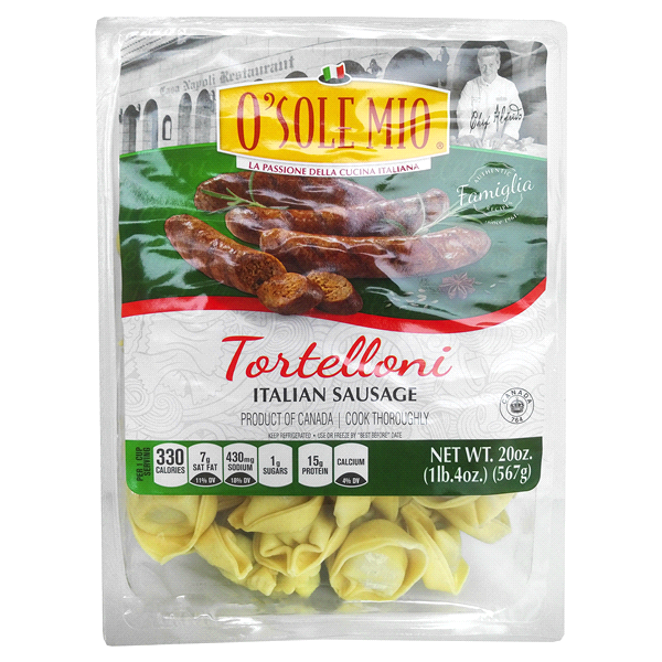 slide 1 of 5, O Sole Mio Family Size Italian Sausage Tortellini 20 oz,