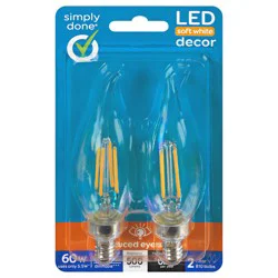 Simply Done 5.5 Watts Decor Clear Soft White LED Light Bulbs