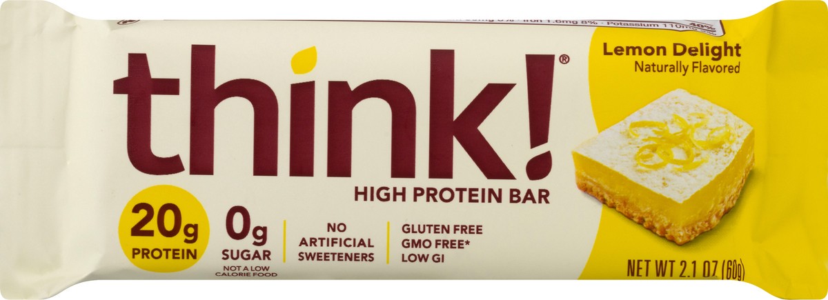 slide 3 of 9, think! Lemon Delight High Protein Bar 2.1 oz, 2.1 oz