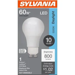 SYLVANIA A19 GU24 60 Watt LED Daylight Bulb
