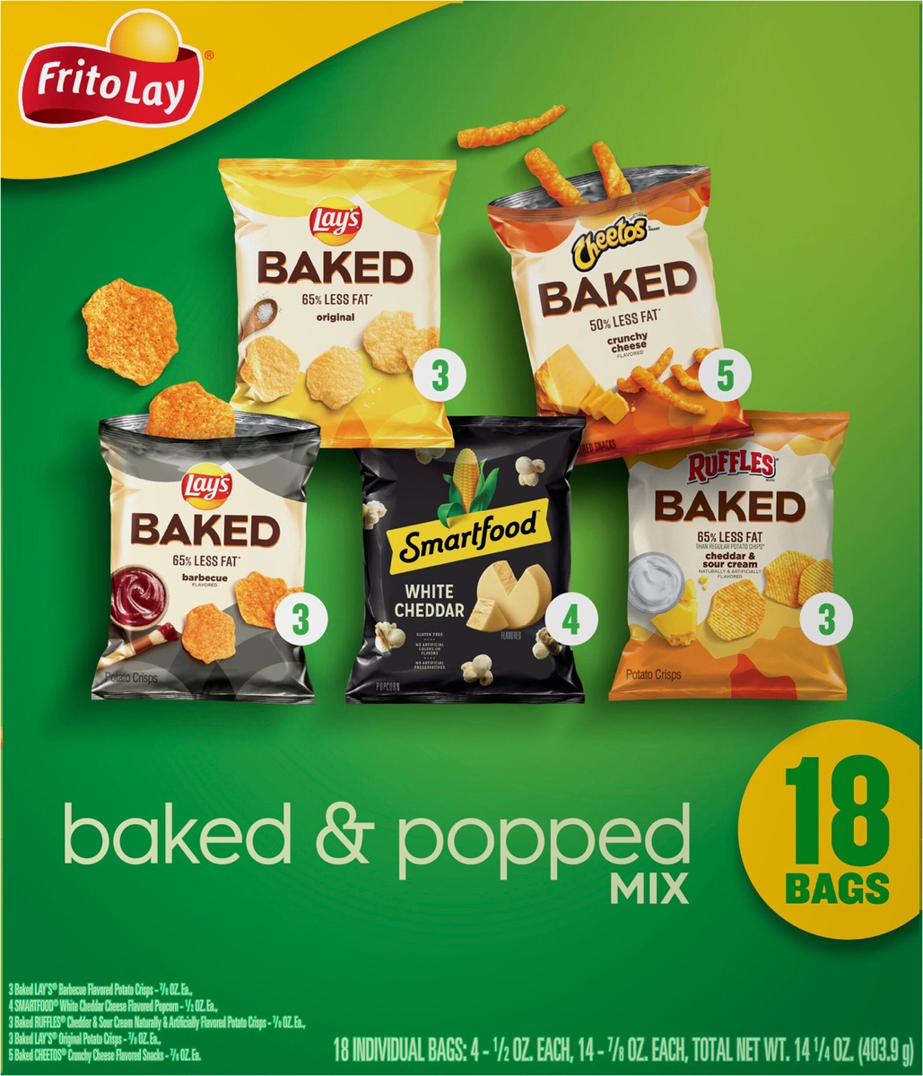 slide 10 of 11, Frito-Lay Baked & Popped Mix Snacks Variety Box, 18 ct