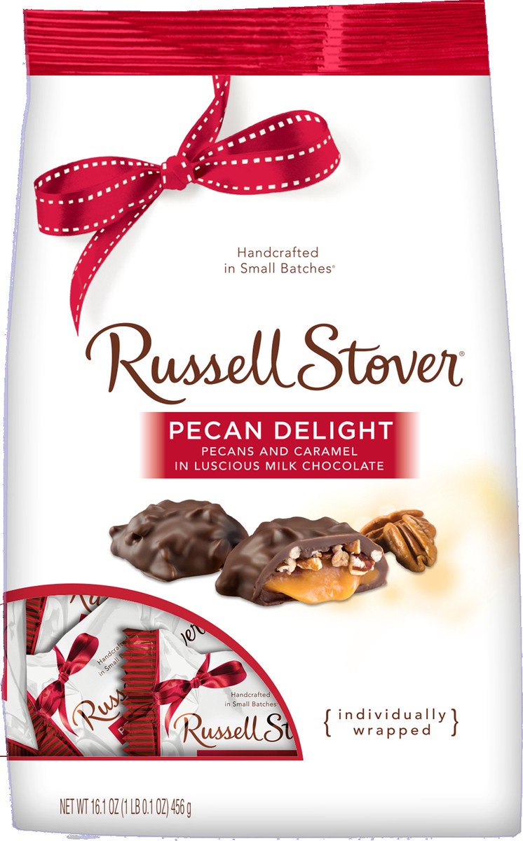 slide 2 of 14, RUSSELL STOVER Milk Chocolate Pecan Delights, 16.1 oz. bag (˜ 27 pieces), 16.1 oz