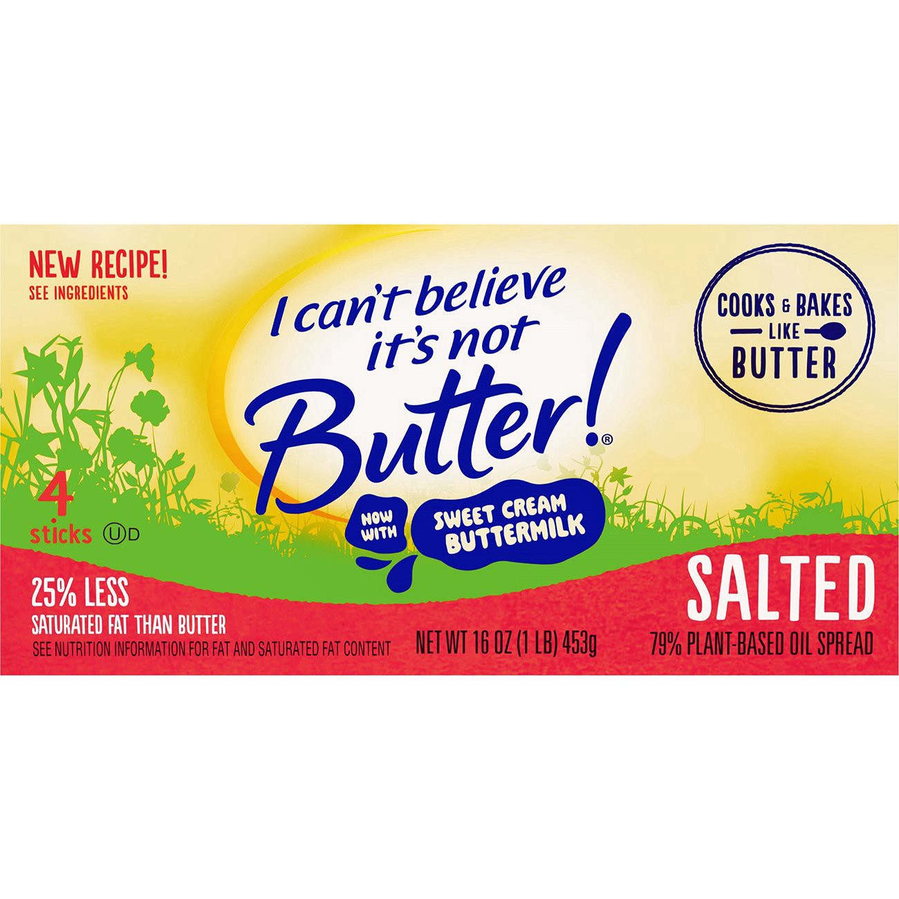 slide 1 of 1, I Can't Believe It's Not Butter! Salted Sticks with Sweet Cream Buttermilk 16 oz, 4 ct
