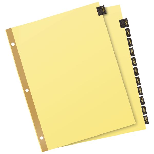 slide 3 of 7, Avery Gold Reinforced Leather Tab Dividers, 12-Tab, Jan-Dec, Letter, Black, 12/Set, 1 ct