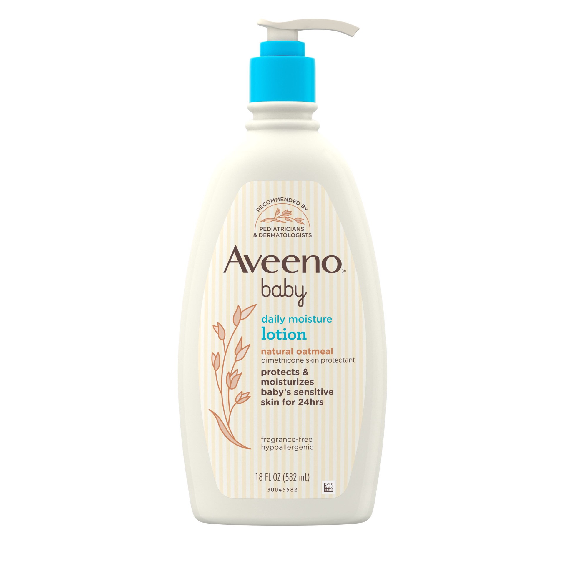 slide 1 of 117, Aveeno Daily Moisture Body Lotion for Delicate Skin, Natural Colloidal Oatmeal & Dimethicone, Hypoallergenic Moisturizing Baby Lotion, Fragrance-, Phthalate- & Paraben-Free, 18 fl. oz, 18 fl oz