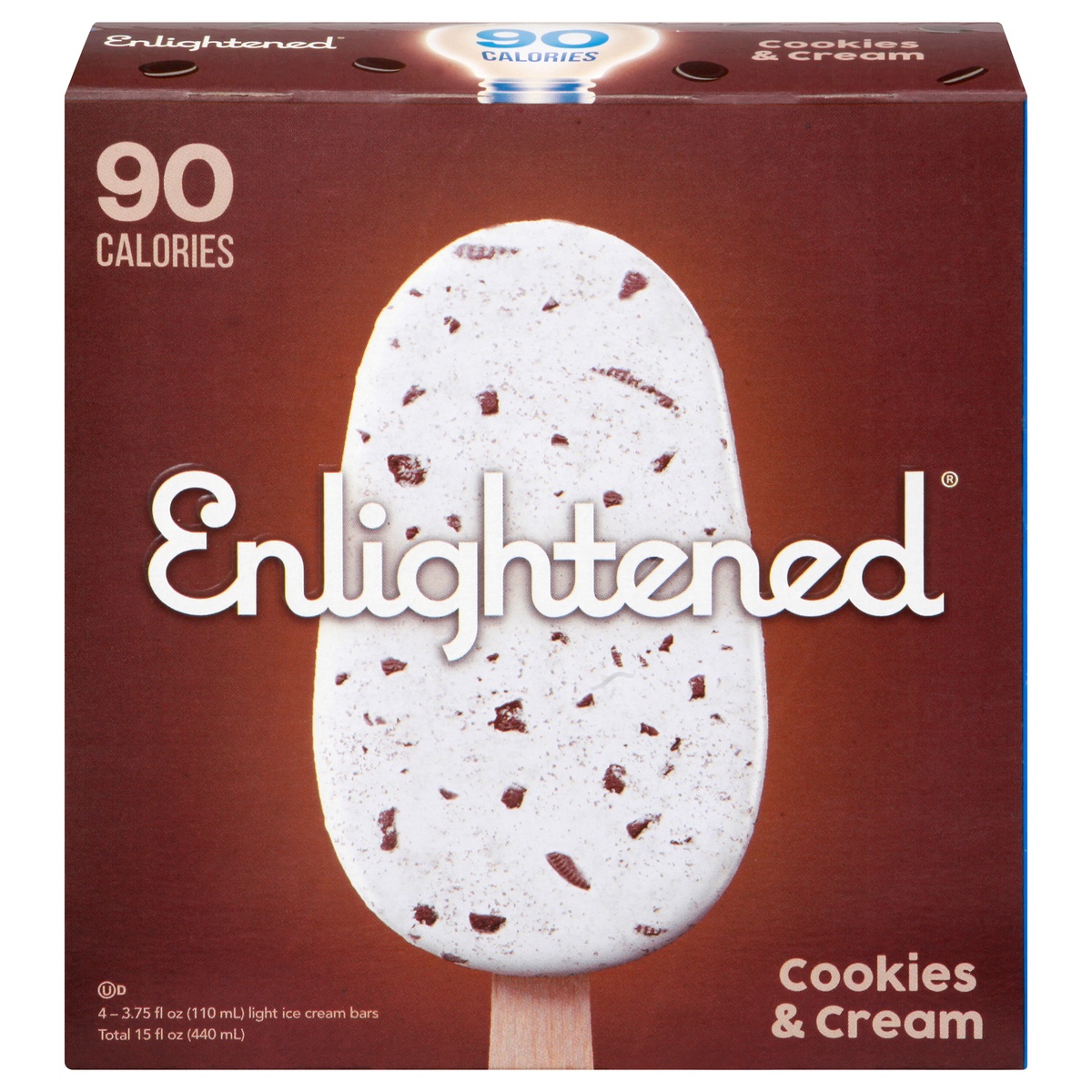 slide 1 of 1, Enlightened Ice Cream Bars, Light, Cookies & Cream, 4 ct