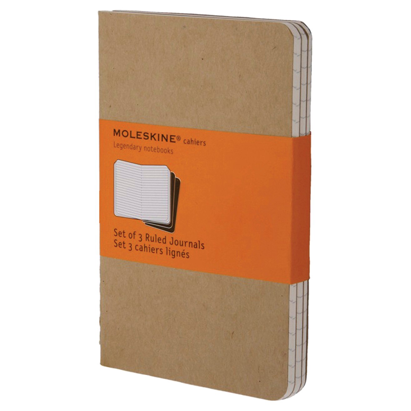 slide 1 of 5, Moleskine Cahier Journals, Faint Ruled, Kraft Brown Journals, 3 pk; 32 ct; 3 1/2 in x 5 1/2 in