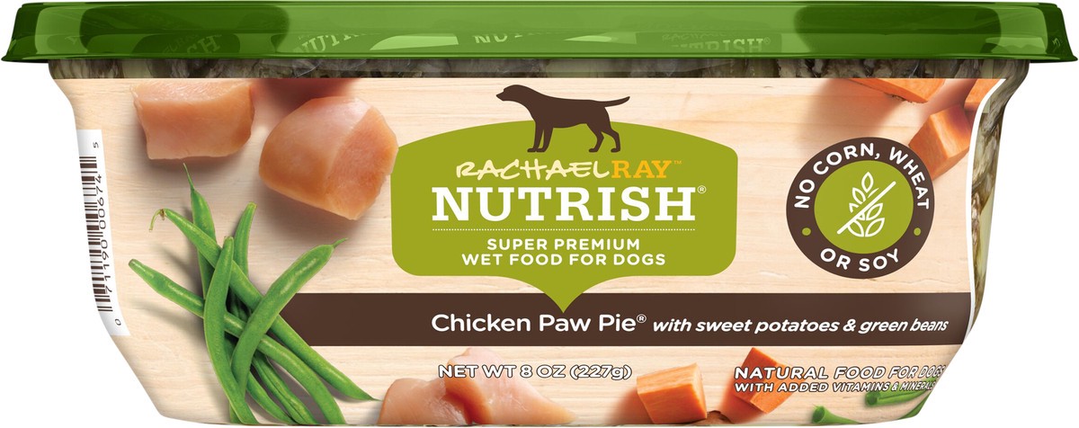 slide 1 of 13, Rachael Ray Nutrish Chicken Paw Pie Wet Dog Food, 8 oz. Tub, 8 oz