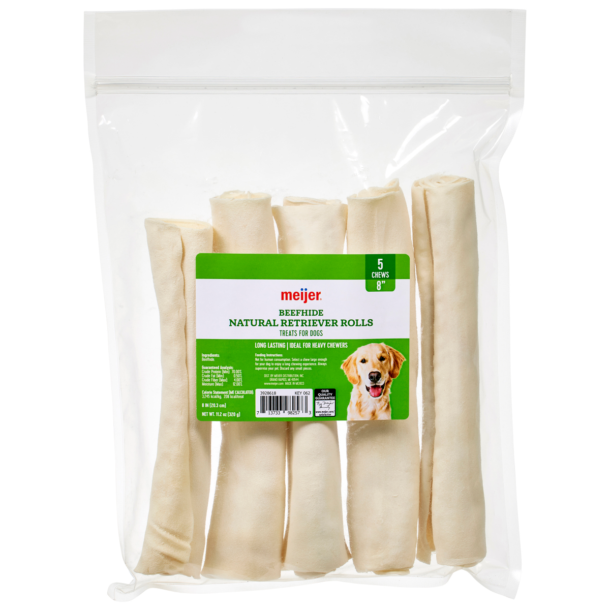 slide 1 of 9, Meijer Beefhide Retriever Rolls, 8 In., 5 Count, 5 ct