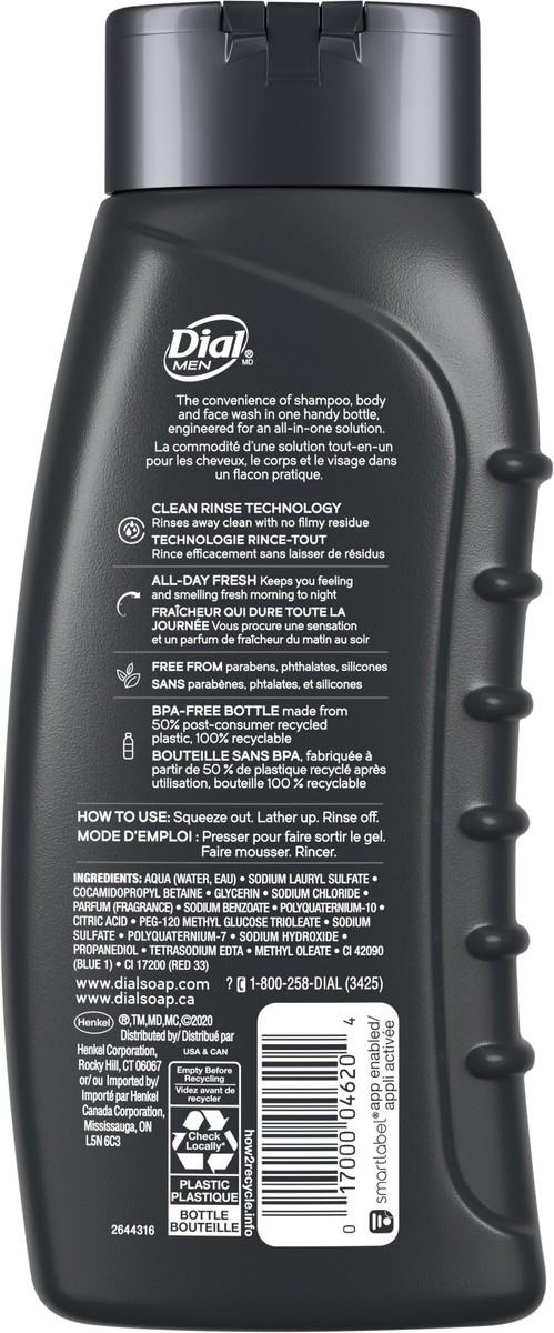 slide 2 of 3, Dial Men 3in1 Body, Hair and Face Wash, Ultimate Clean, 16 fl oz, 16 fl oz