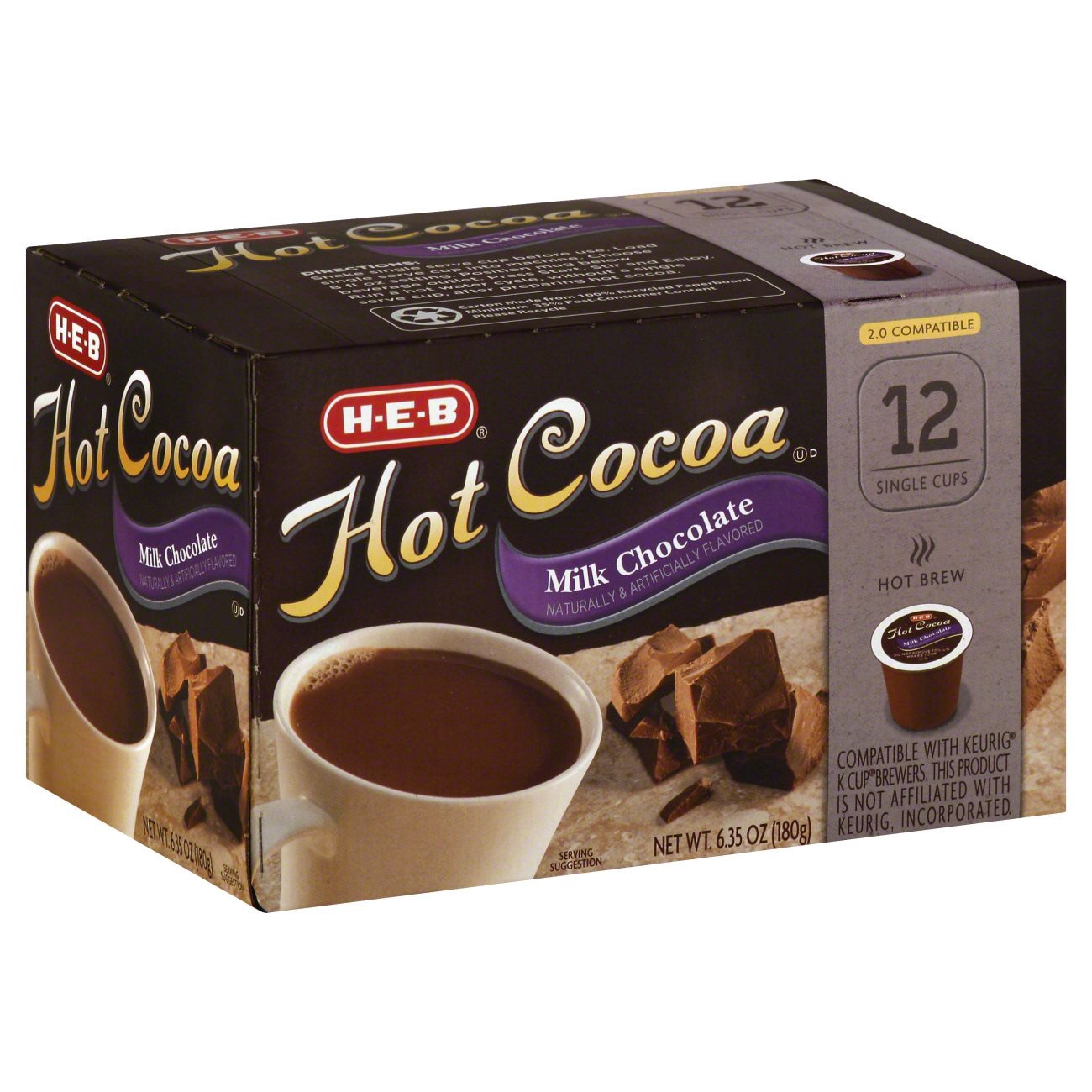 slide 1 of 1, H-B Milk Chocolate Cocoa Single Cup - 12 ct, 12 ct