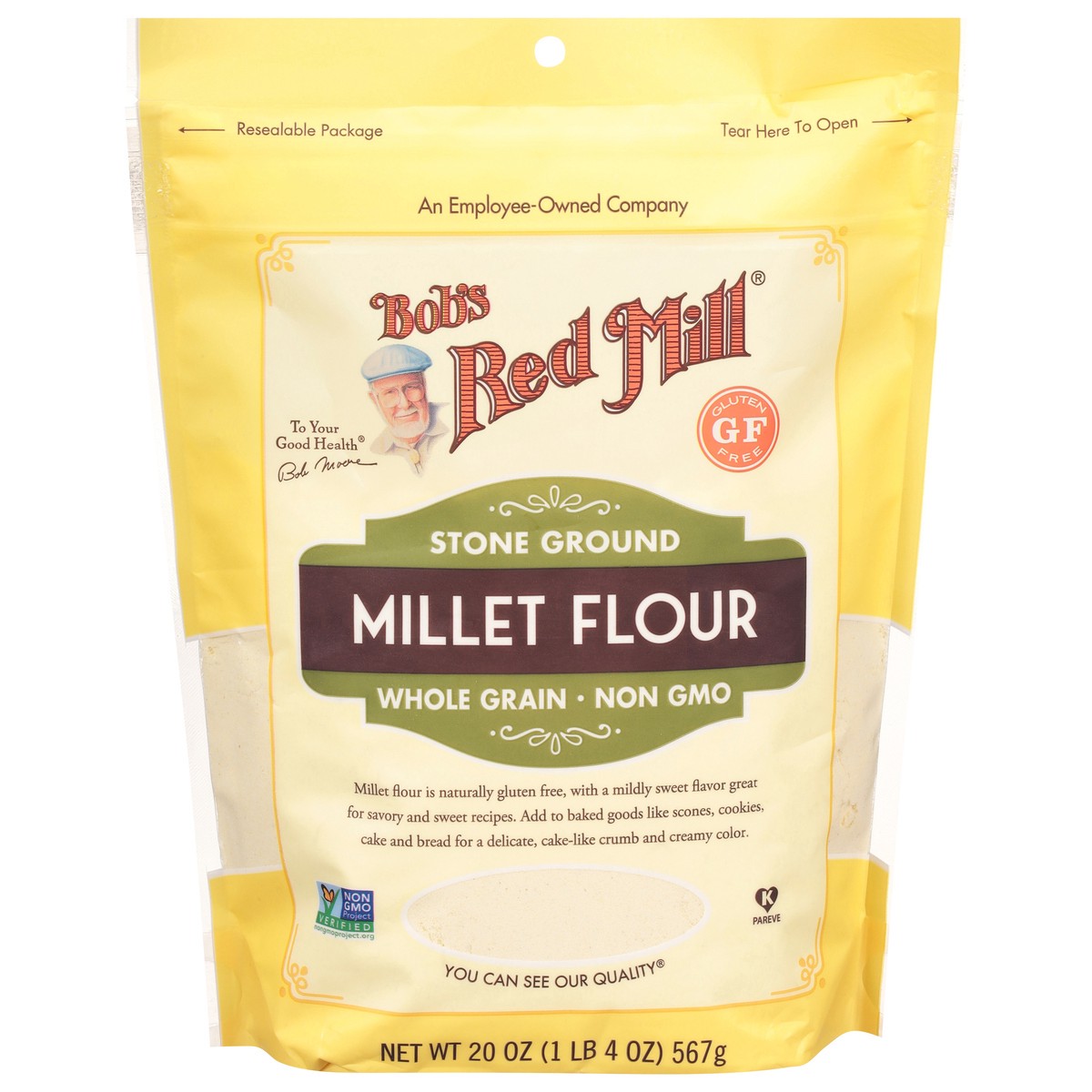 slide 1 of 1, Bob's Red Mill Whole Grain Millet Flour, 20 oz