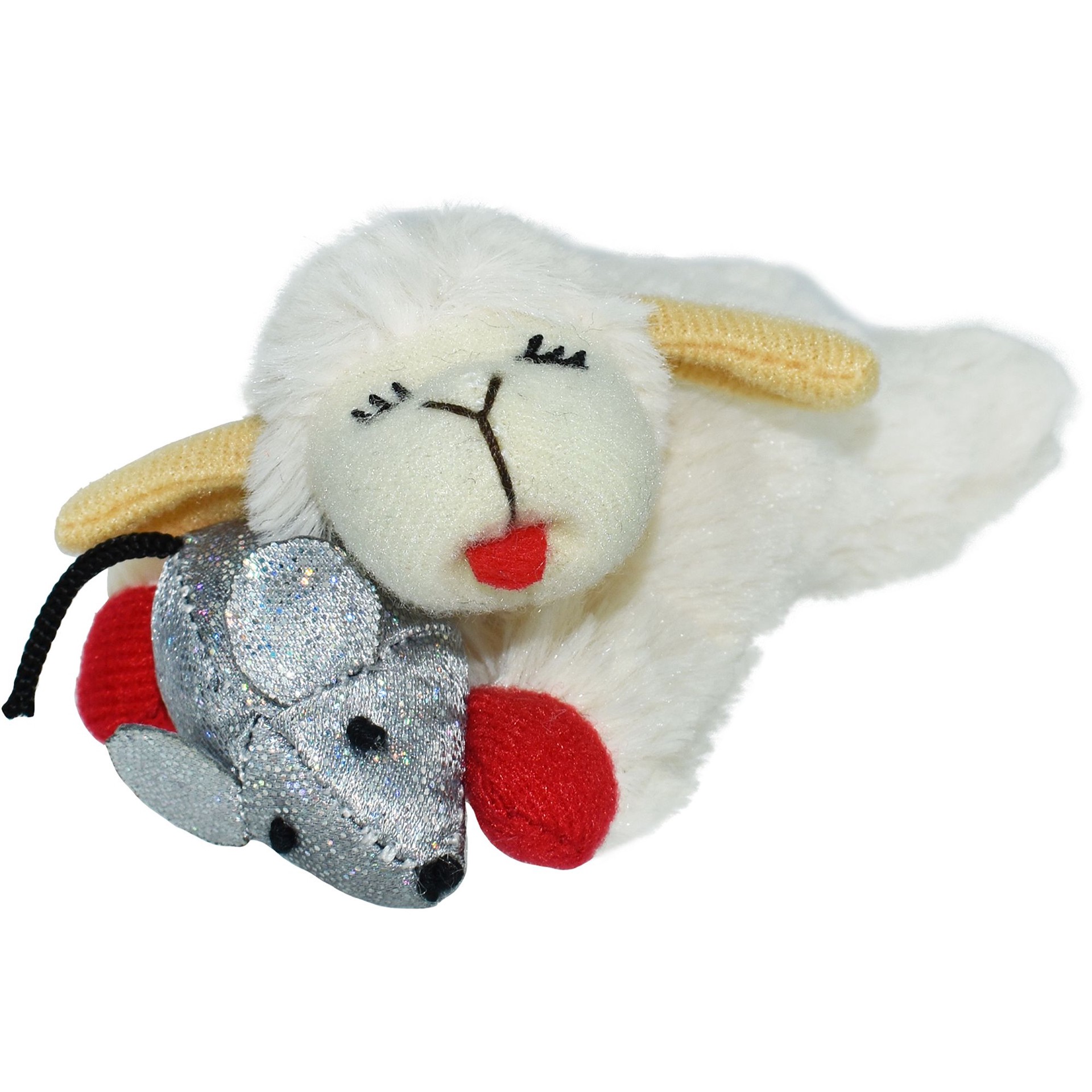 slide 1 of 1, MultiPet Lamb Chop Holding Sparkle Mouse Cat Toy, 1 ct