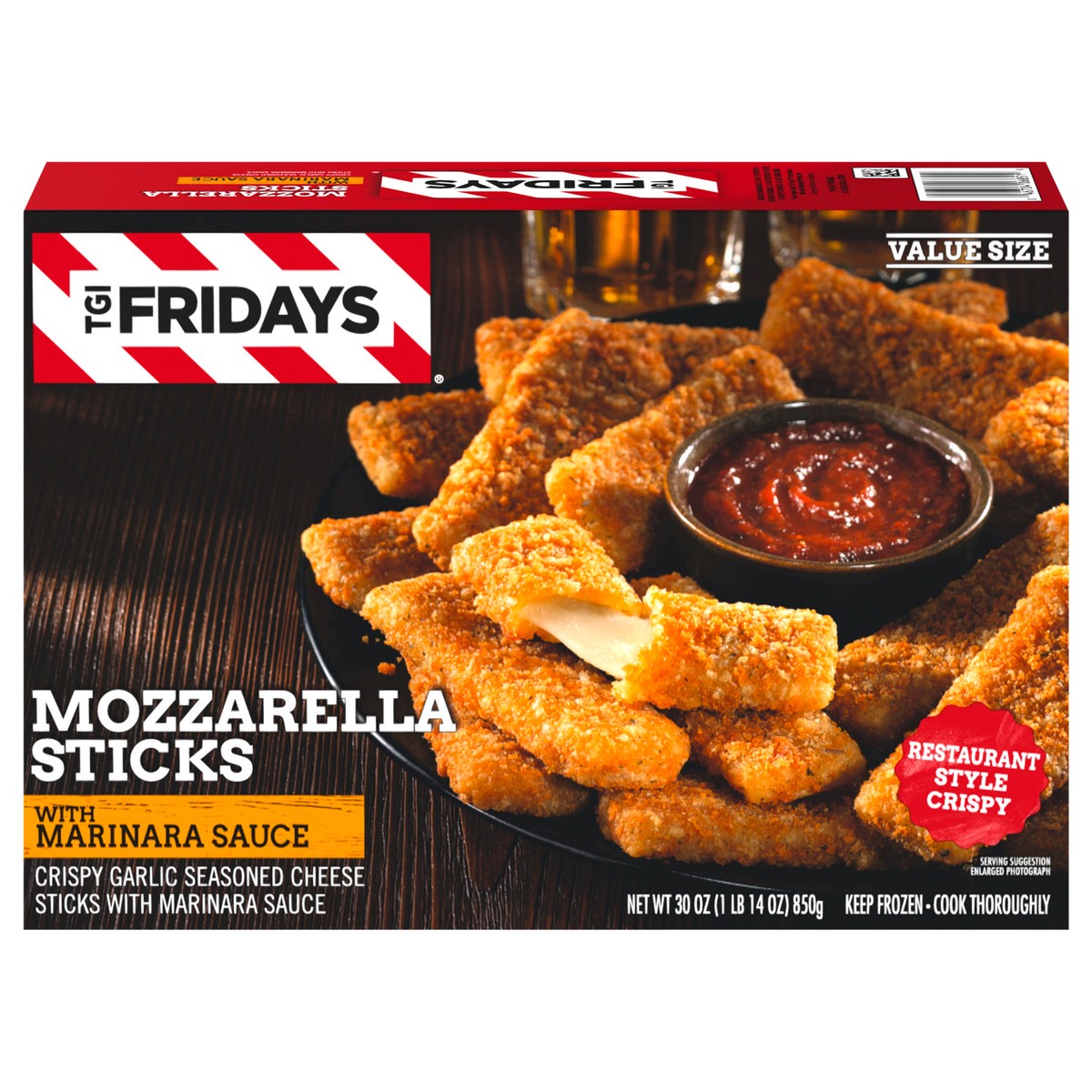 slide 1 of 5, T.G.I. Friday's Mozzarella Sticks Value Size Frozen Snacks with Marinara Sauce, 30 oz Box, 30 oz