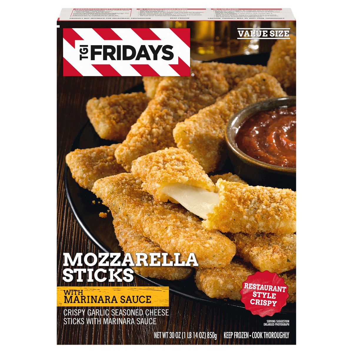 slide 1 of 5, T.G.I. Friday's Mozzarella Sticks Value Size Frozen Snacks with Marinara Sauce, 30 oz Box, 30 oz