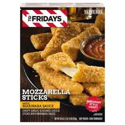 T.G.I. Friday's Mozzarella Sticks Value Size Frozen Snacks with Marinara Sauce, 30 oz Box
