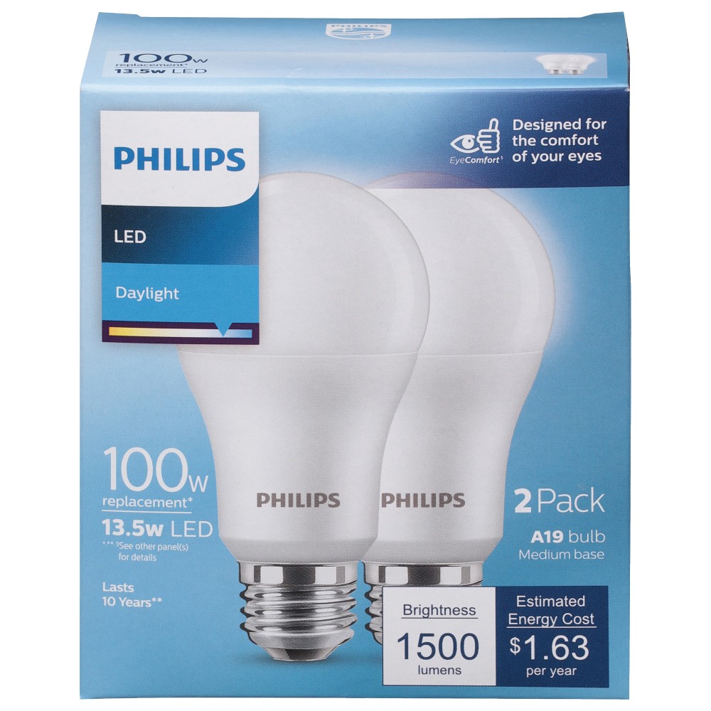 slide 1 of 9, Philips 2 Pack 13.5 Watts Daylight LED Light Bulbs 2 ea, 2 ct
