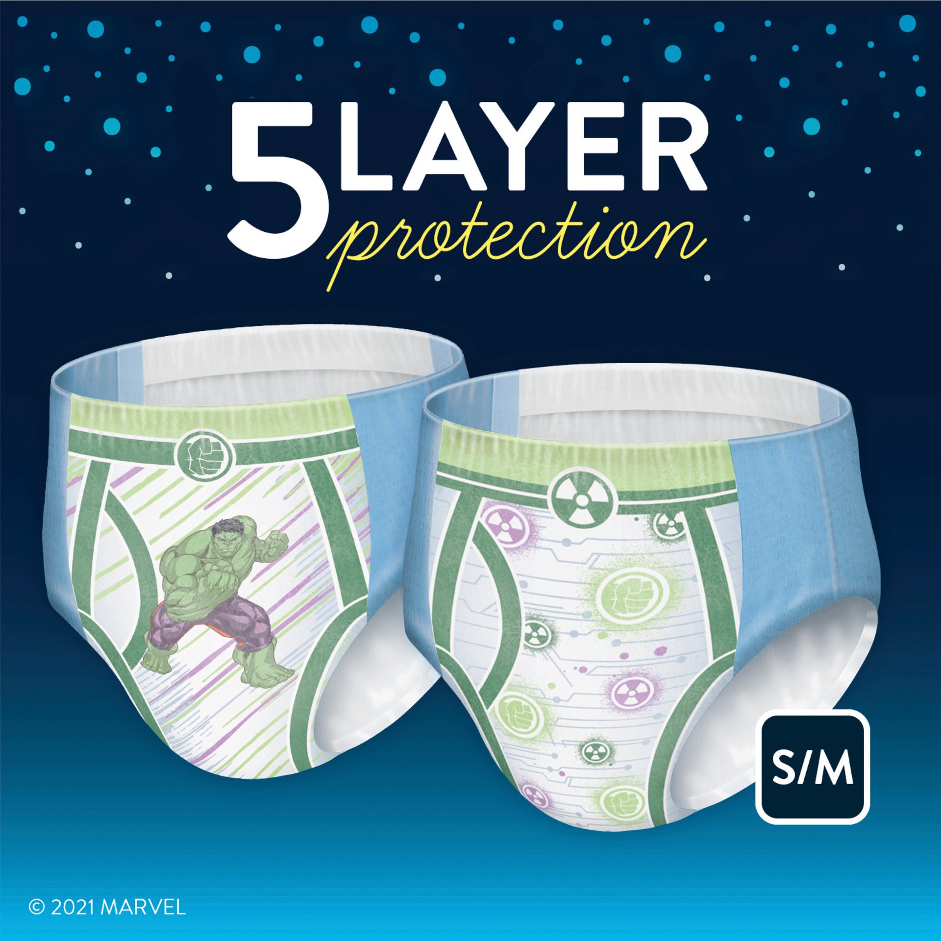 slide 5 of 5, Goodnites Boys' Nighttime Bedwetting Underwear, Size S/M (43-68 lbs), 44 Ct, 44 ct
