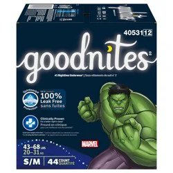 Goodnites Boys' Nighttime Bedwetting Underwear, Size S/M (43-68 lbs), 44 Ct