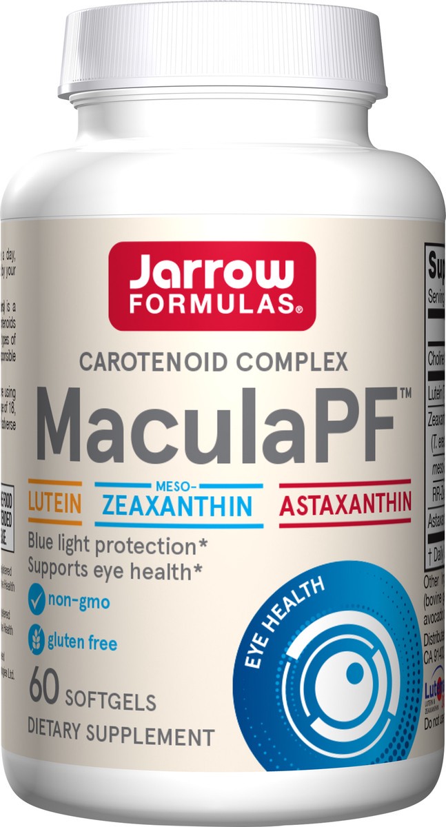 slide 2 of 2, Jarrow Formulas MaculaPF - 60 Softgels - Blue Light Protection - Supplement Supports Eye Health & the Eyes'' Maculae - Includes Three Key Antioxidant Carotenoids - 60 Servings, 60 ct
