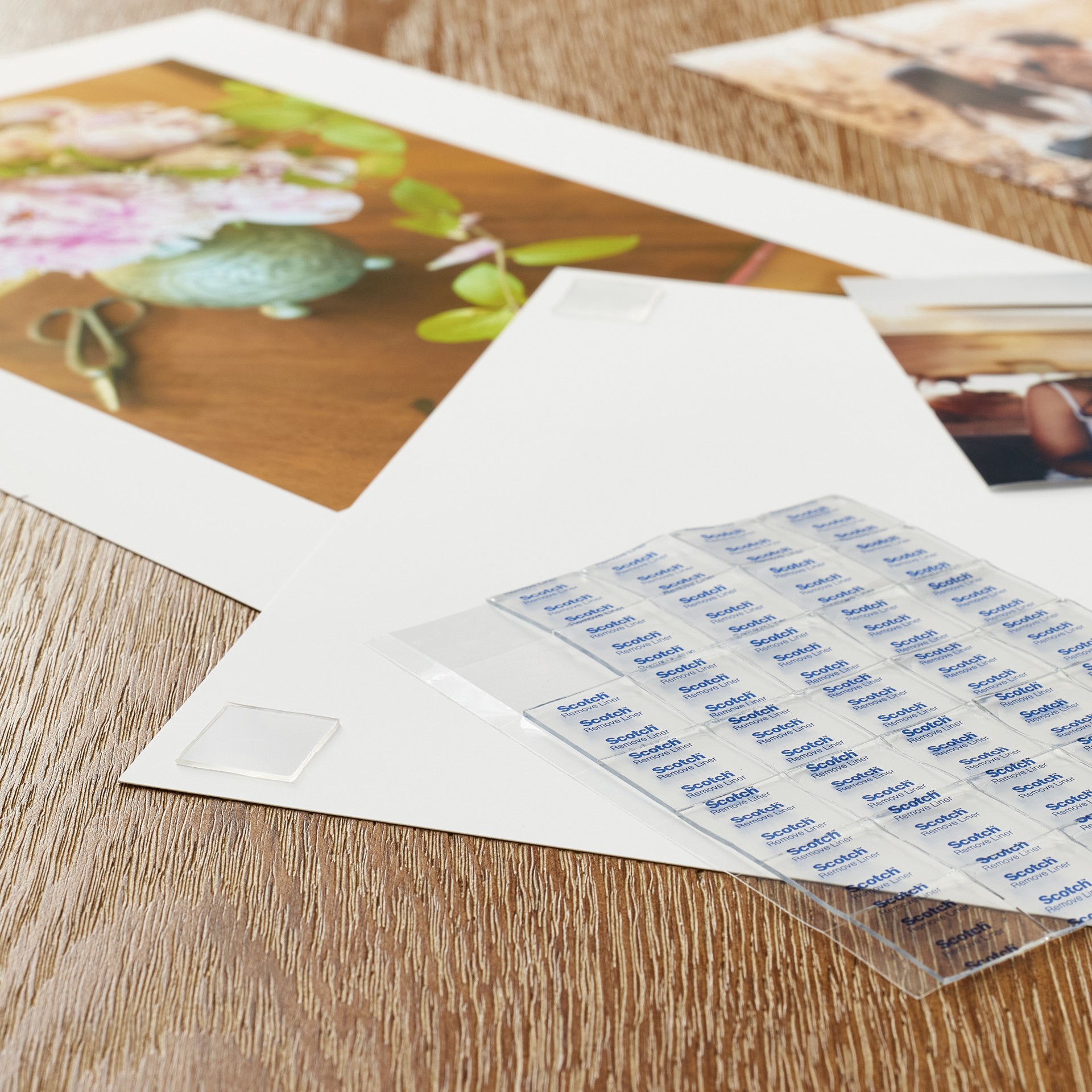 slide 4 of 4, 3m Scotch Removable Mounting Tape Squares, Transparent, 5/8 in x 5/8 in