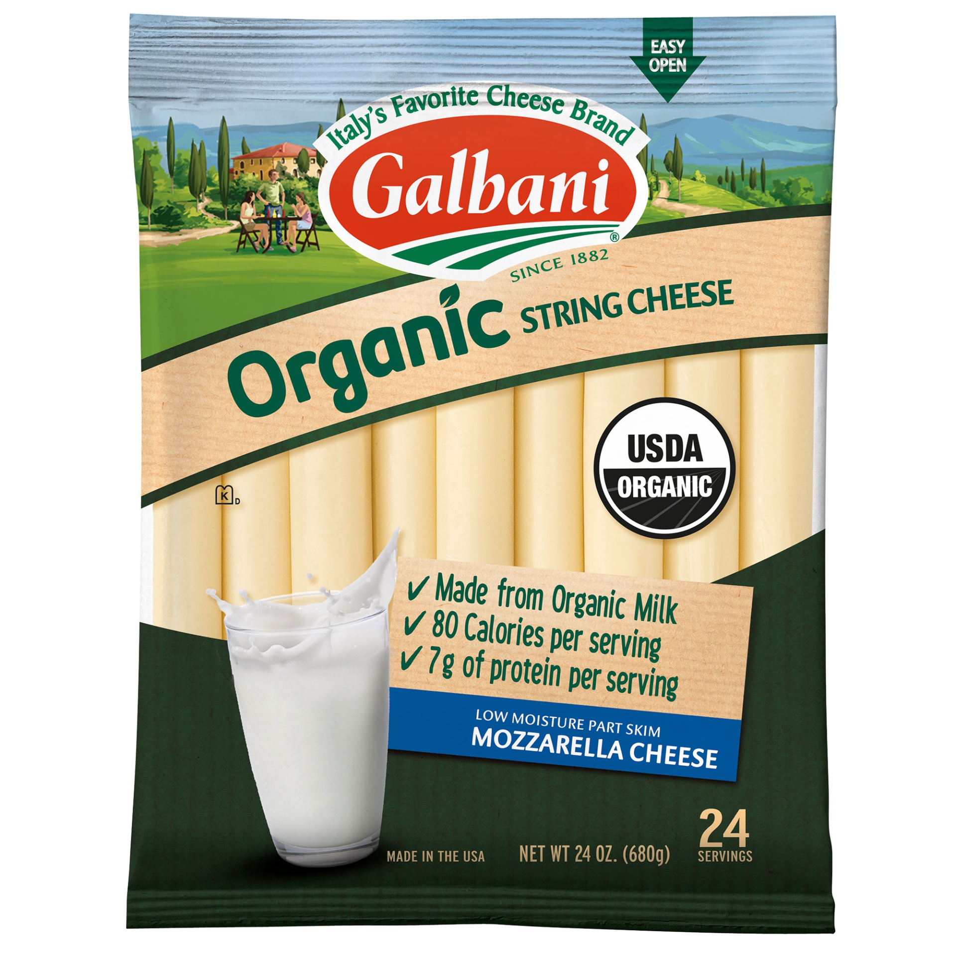 slide 1 of 2, Galbani Organic String Cheese, 24 oz