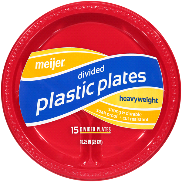 slide 1 of 1, Meijer 10-1/4'' Plastic Compartment Plate, 15 ct