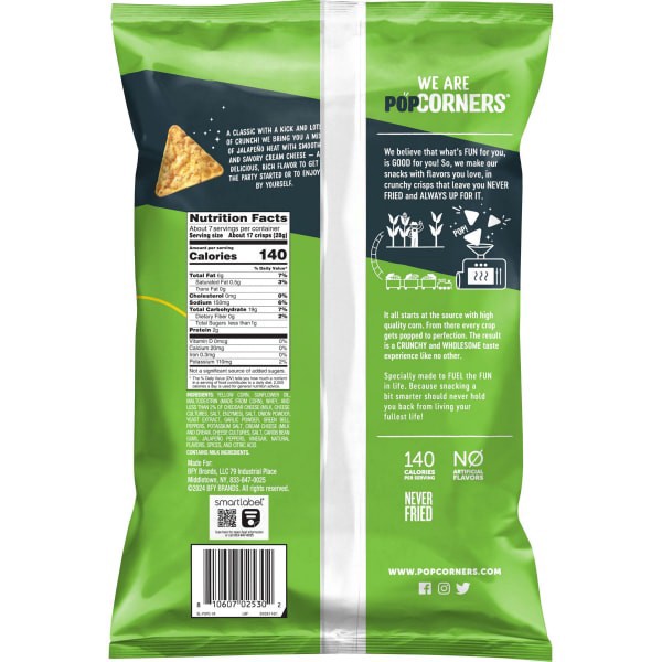 slide 3 of 13, PopCorners Popped-Corn Snack Jalapeno Popper Flavored 6 1/2 Oz, 6.5 oz