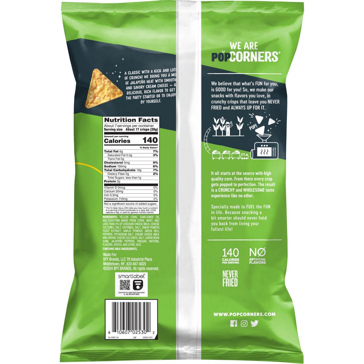slide 5 of 13, PopCorners Popped-Corn Snack Jalapeno Popper Flavored 6 1/2 Oz, 6.5 oz
