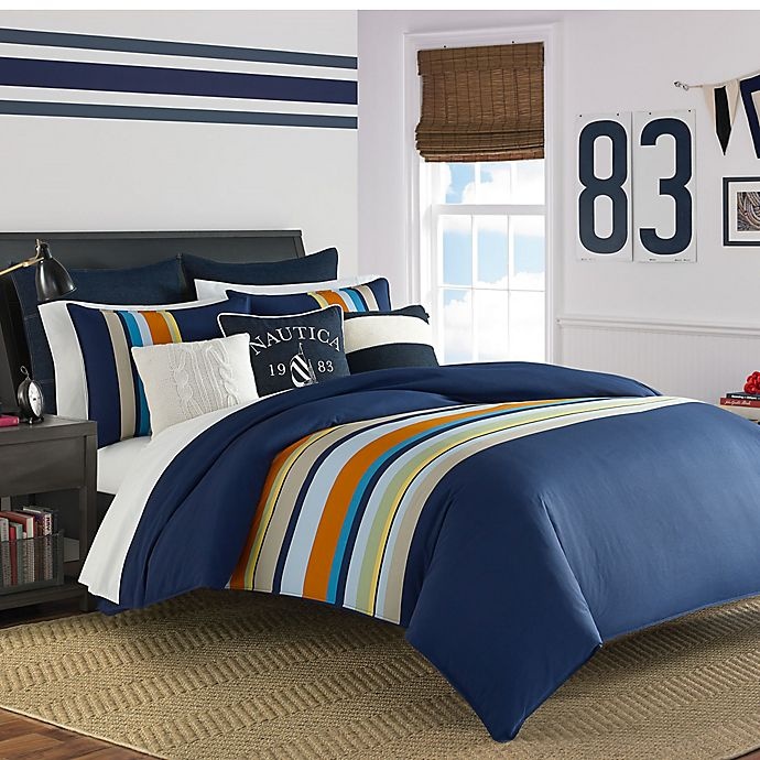 slide 1 of 3, Nautica Heritage Sailing Stripe Reversible Twin Comforter Set - Navy, 1 ct