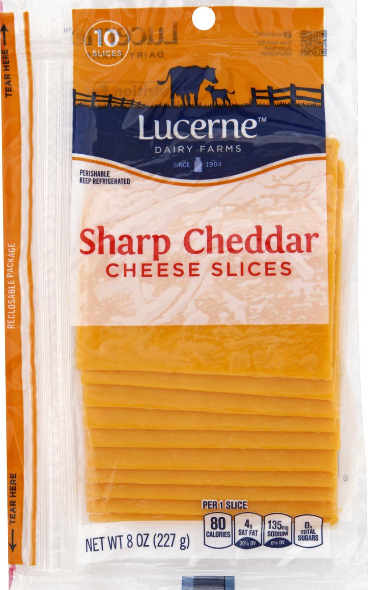 slide 2 of 3, Lucerne Dairy Farms Lucerne Cheese Slices Sharp Cheddar, 8 oz