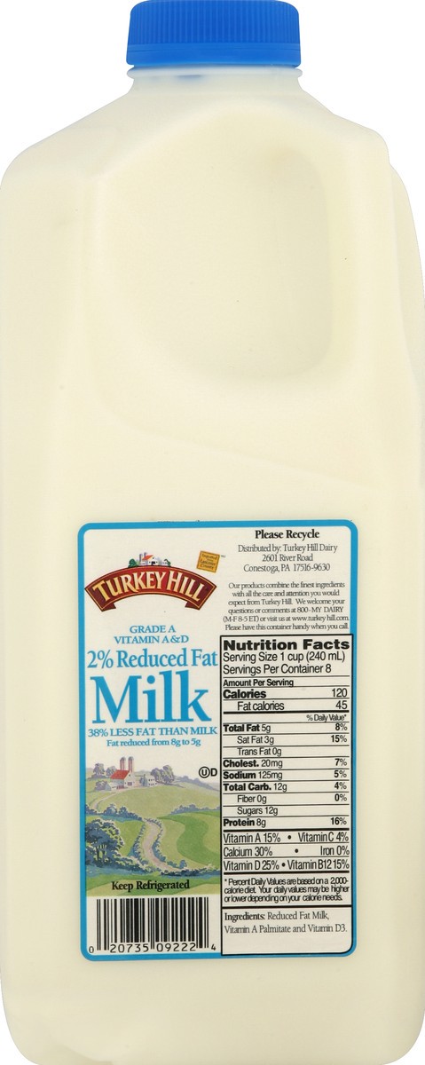 slide 3 of 4, Turkey Hill Milk, 2% Reduced Fat, 1/2 gal