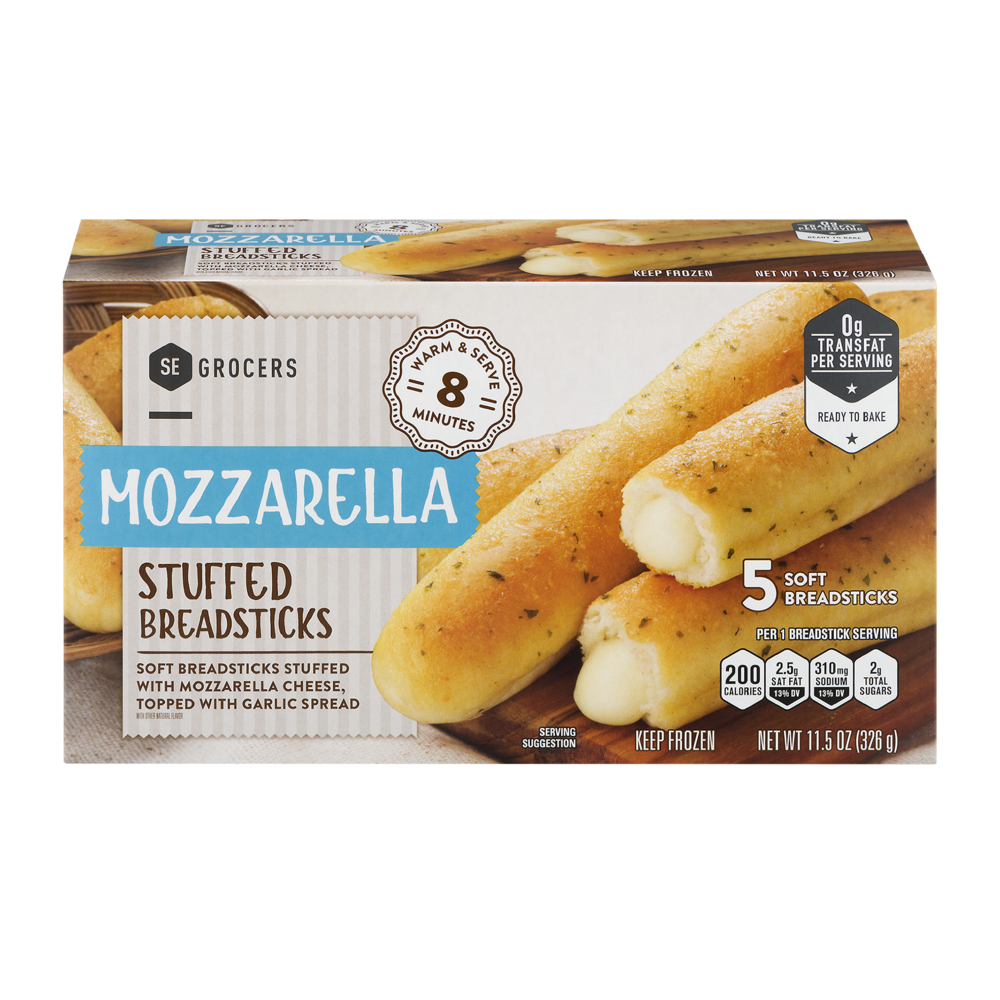 slide 1 of 1, SE Grocers Stuffed Breadsticks Mozzarella - 5 CT, 11.5 oz