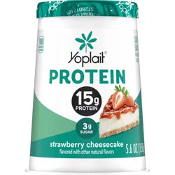 Yoplait Protein Yogurt Cultured Dairy Snack Cup, Strawberry Cheesecake Flavored, Gluten Free Protein Snacks, 5.6 oz