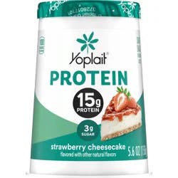 Yoplait Protein Yogurt Cultured Dairy Snack Cup, Strawberry Cheesecake Flavored, Gluten Free Protein Snacks, 5.6 oz