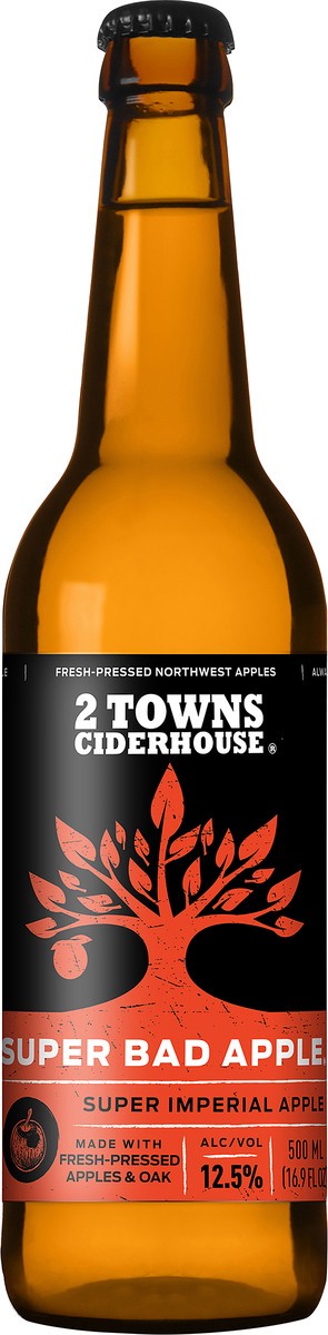 slide 2 of 2, 2 Towns Ciderhouse Super Bad Apple Imperial Cider 500Ml Bottle, 16.9 fl oz