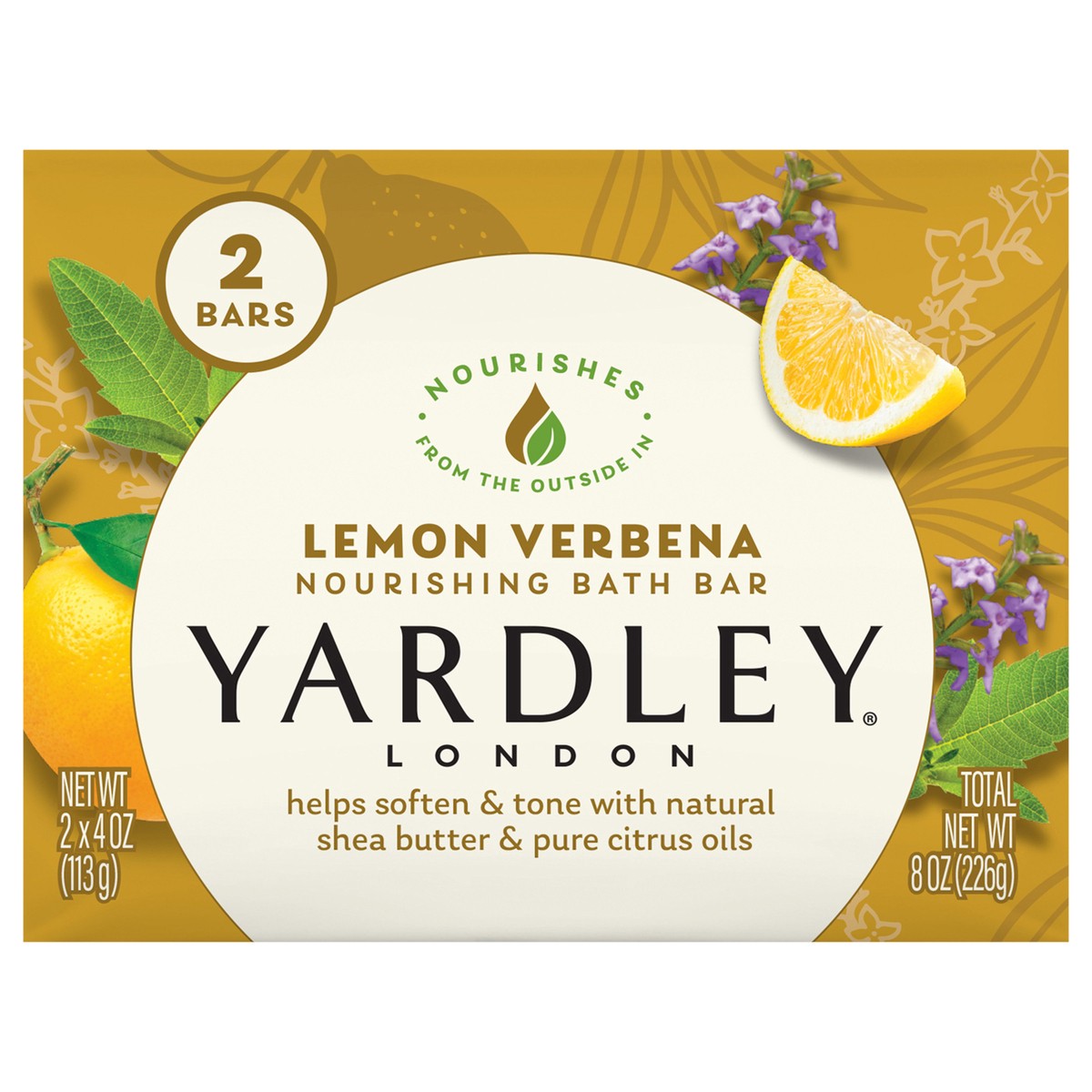 slide 1 of 9, Yardley London Nourishing Bath Soap Bar Lemon Verbena, Helps Soften & Tone Skin with Natural Shea Butter & Pure Citrus Oils, 4.0 oz Bath Bar, 2 Soap Bars, 2 ct