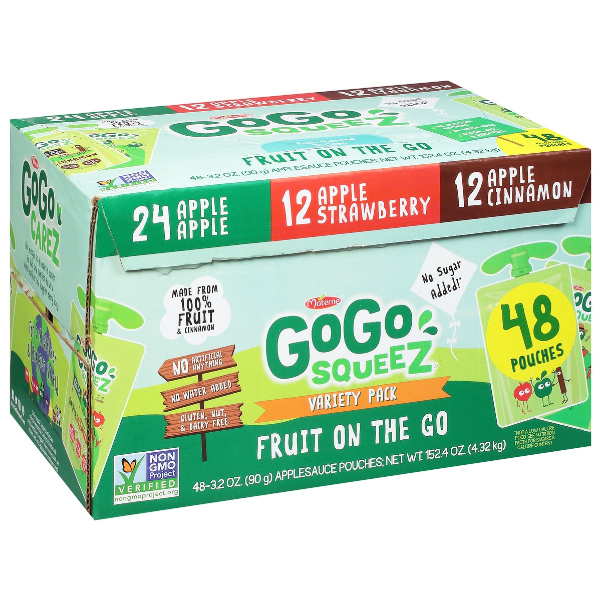 slide 6 of 14, GoGo squeeZ Variety Pack Fruit on the Go Applesauce 48 - 3.2 oz Pouches, 48 ct