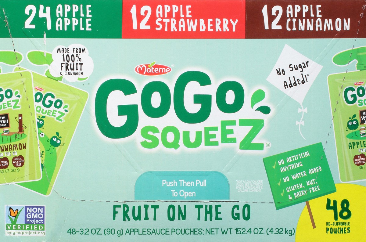 slide 5 of 14, GoGo squeeZ Variety Pack Fruit on the Go Applesauce 48 - 3.2 oz Pouches, 48 ct
