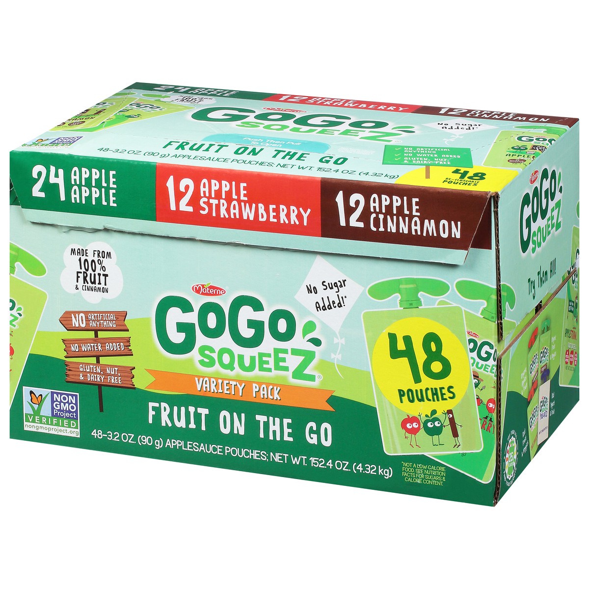 slide 4 of 14, GoGo squeeZ Variety Pack Fruit on the Go Applesauce 48 - 3.2 oz Pouches, 48 ct