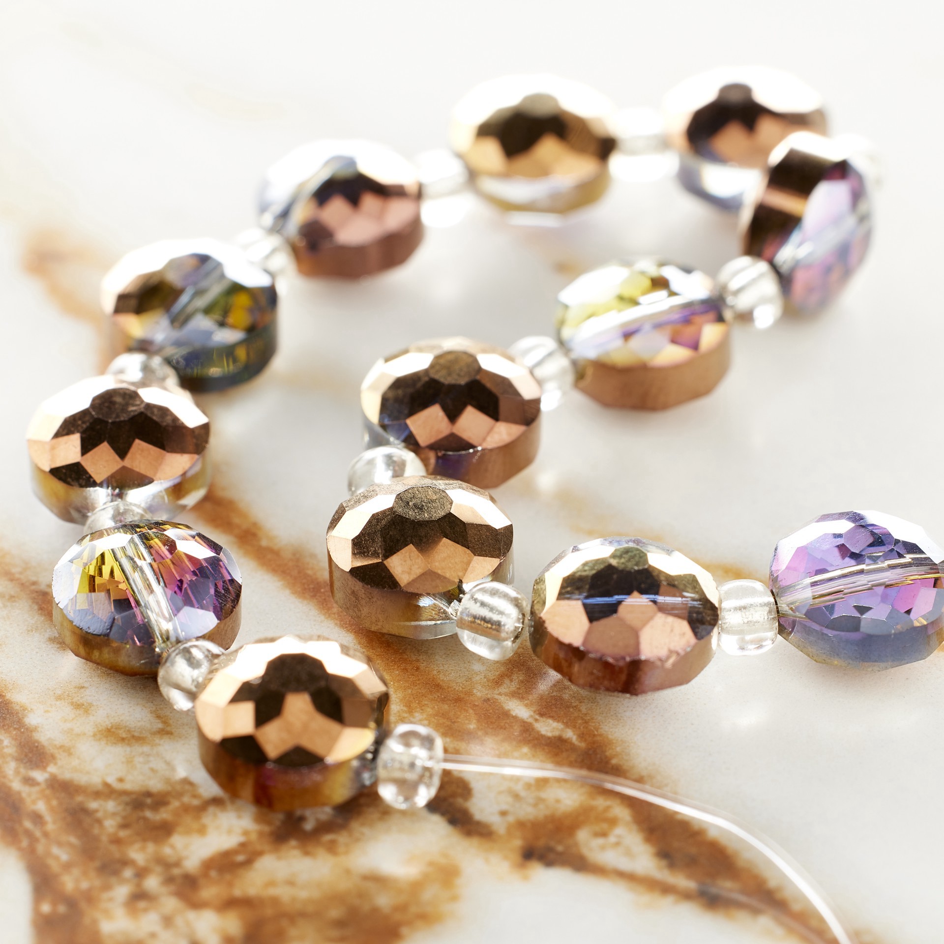 slide 3 of 3, Bronze Mix Glass Large Faceted Round Beads By Bead Landing, 10 mm