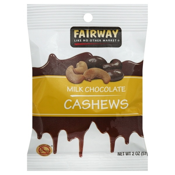 slide 1 of 1, Fairway Grab & Go Milk Chocolate Cashews, 2 oz