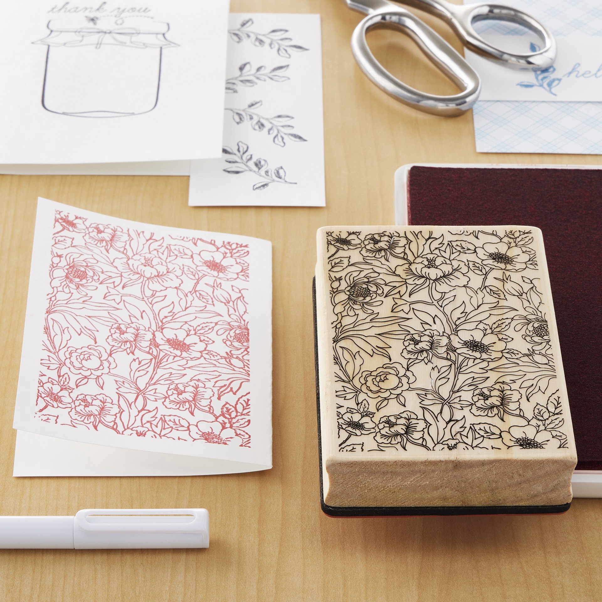 slide 3 of 4, Flower & Foliage Wood Stamp By Recollections, 3 in x 4.5 in