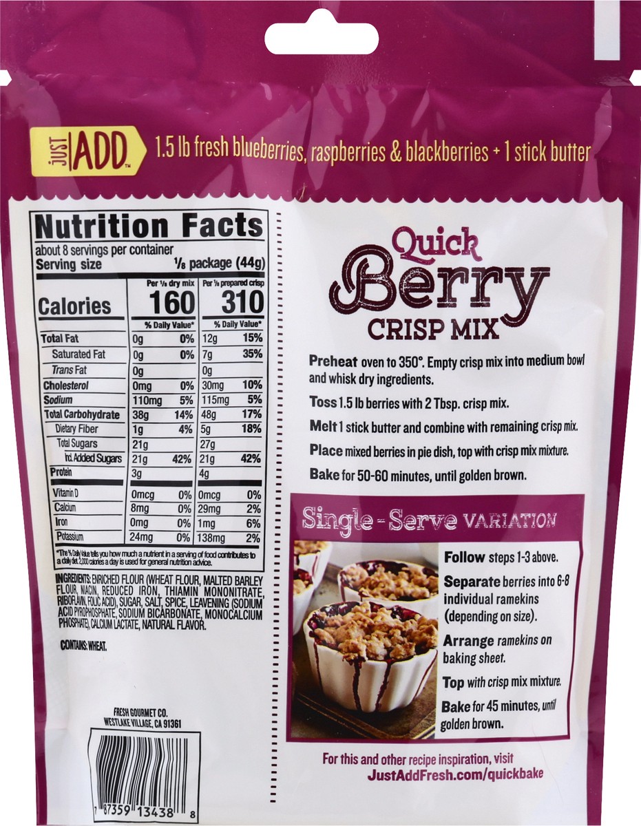 slide 3 of 12, Just ADD Quick Berry Crisp Mix 12.52 oz, 12.52 oz