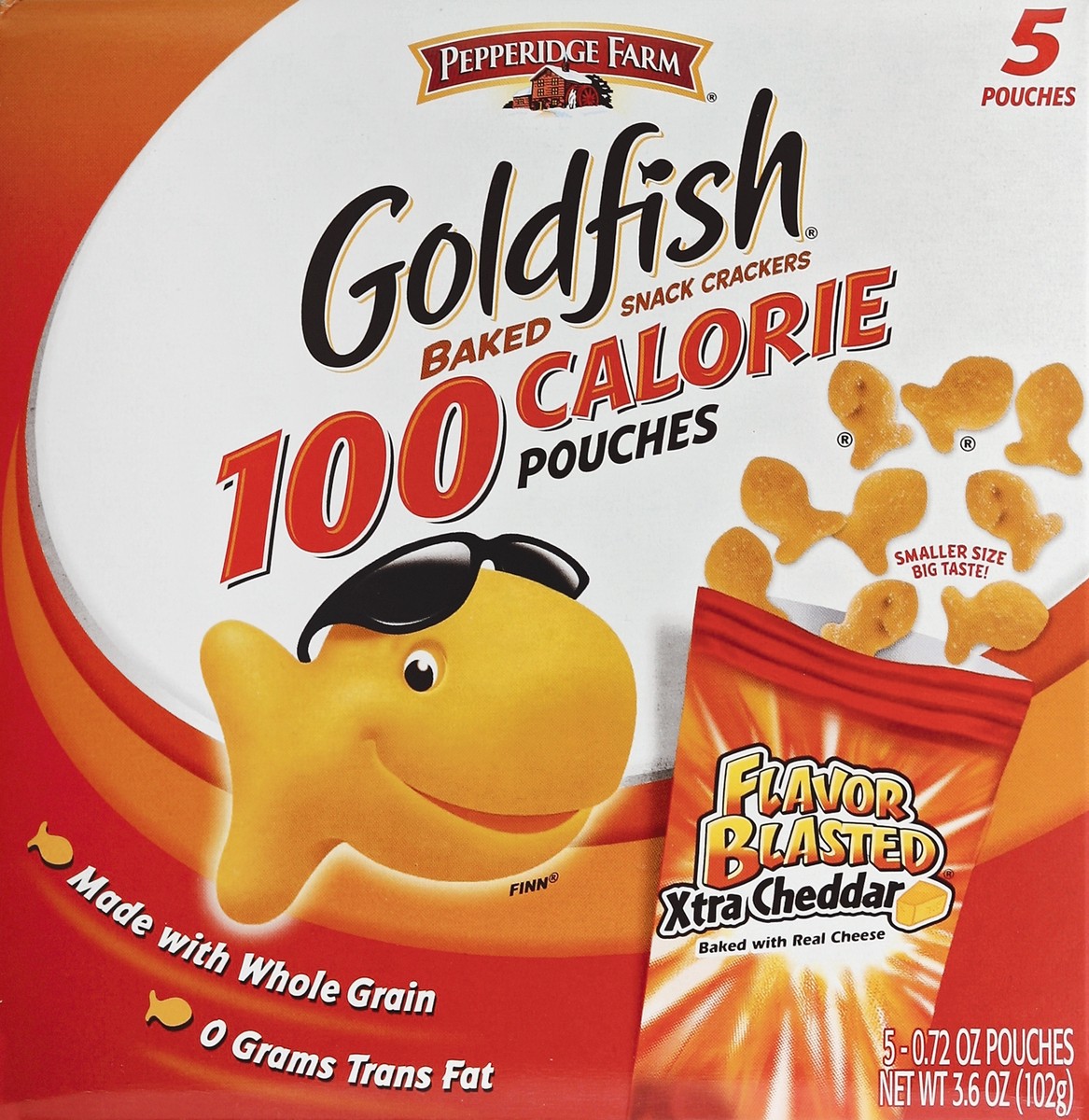 slide 4 of 5, Pepperidge Farm Goldfish 100 Calorie Flavor Blasted Xtra Cheddar Snack Cracker Pouches, 5 ct; 3.6 oz