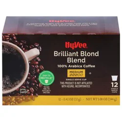 Hy-vee Medium Roast Brilliant Blond Blend 100% Arabica Coffee Single Serve Cups - 5.08 oz