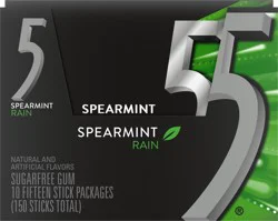 5 Gum Spearmint Rain Sugar Free Chewing Gum Bulk, 15 Stick Box (Pack of 10)