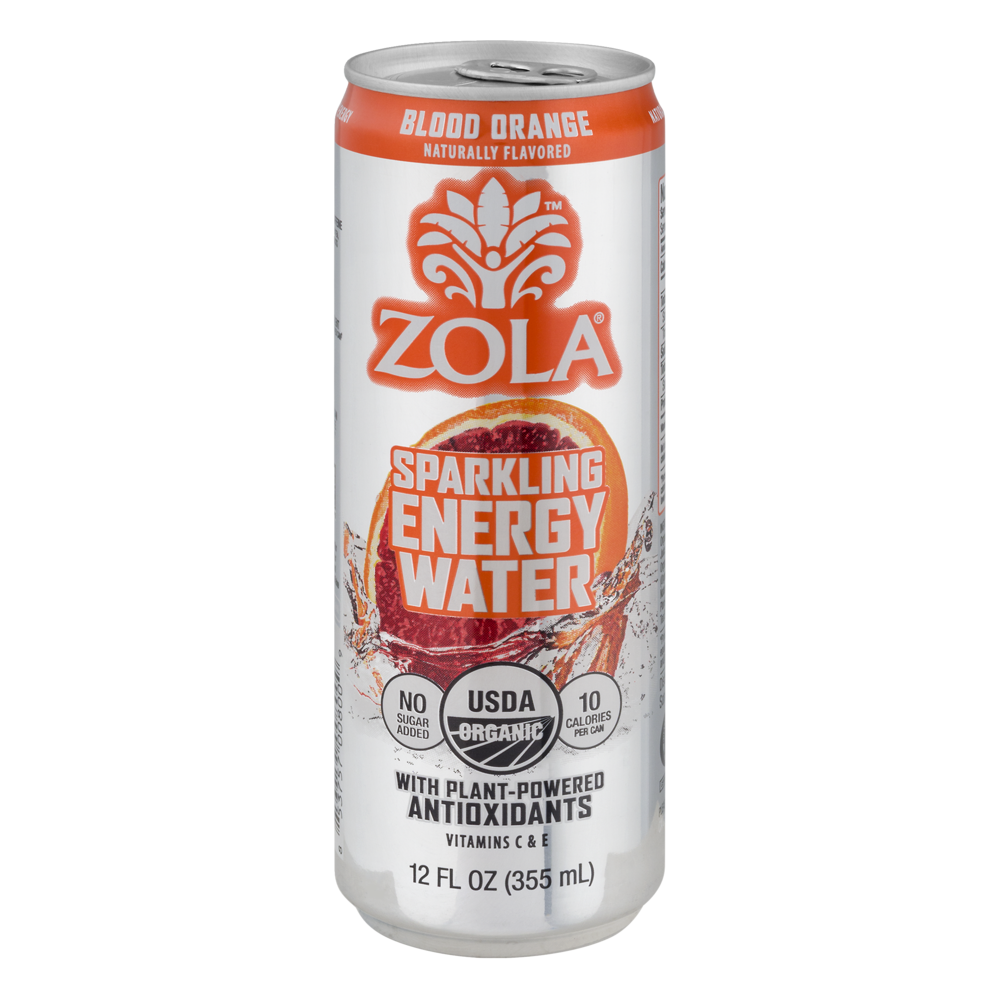 slide 1 of 1, Zola Sparkling Energy Water Blood Orange, 12 fl oz