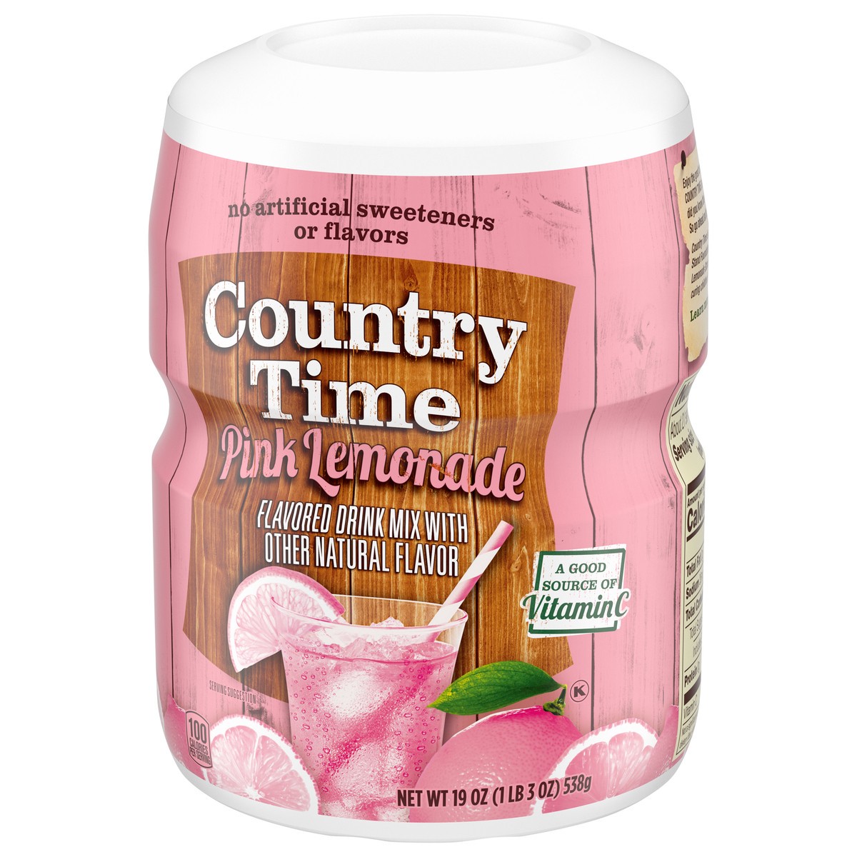 slide 2 of 9, Country Time Pink Lemonade Naturally Flavored Powdered Drink Mix, 19 oz. Canister, 19 oz